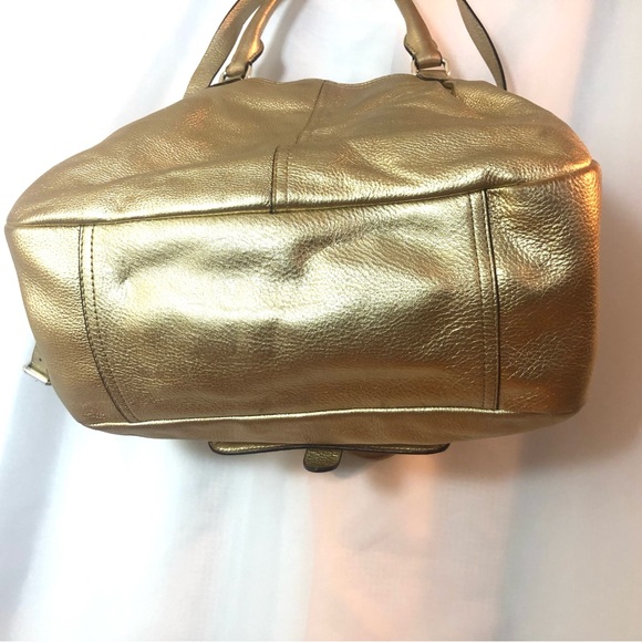 LAUREN RALPH LAUREN Gold Leather Satchel Tote with Shoulder Strap - Picture 6 of 14